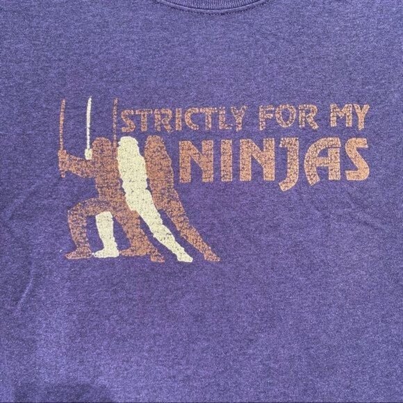 Gildan Strictly for my Ninjas Funny Graphic Tee Blue T- Shirt Size S - Picture 6 of 10